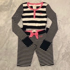 Women’s Gilly Hicks 2 piece pajama set. Shirt is a S, pants are XS. Navy & pink